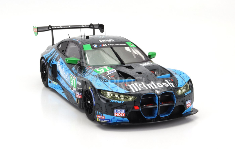 Truescale BMW 4-series M4 Gt3 Team Turner Motorsport N 97 2nd Imsa Gtd Class Laguna Seca 2023 B.auberlen - J.edwards - B.spengler - C.hull 1:18 Modrá Černá