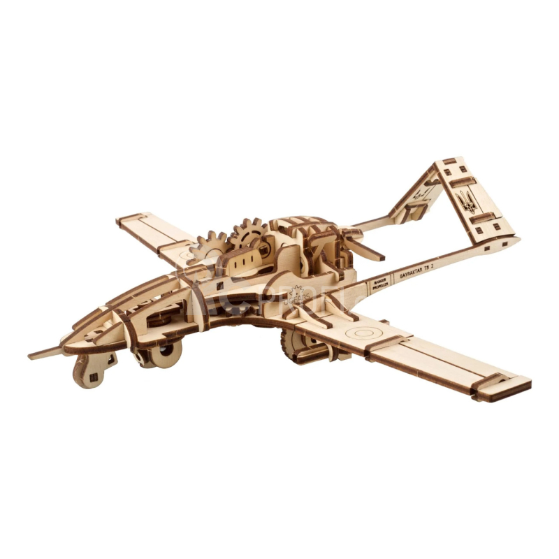 Ugears 3D dřevěné mechanické puzzle Bojový dron Bayraktar TB2