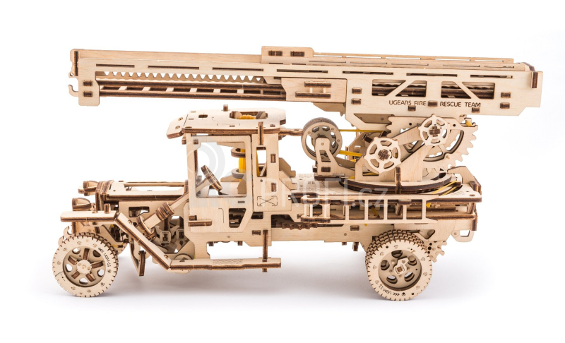 Ugears 3D dřevěné mechanické puzzle UGM-11 Náklaďák s požárním žebříkem