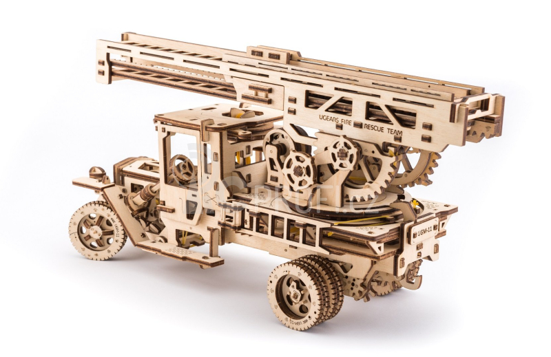 Ugears 3D dřevěné mechanické puzzle UGM-11 Náklaďák s požárním žebříkem