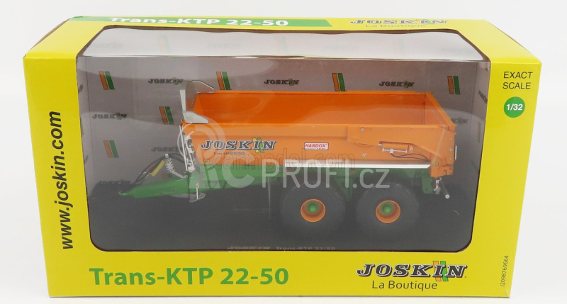 Universal hobbies Joskin Silo-cargo Transktp 22/50 Open Trailer For Tractor 2004 1:32 Oranžová Zelená