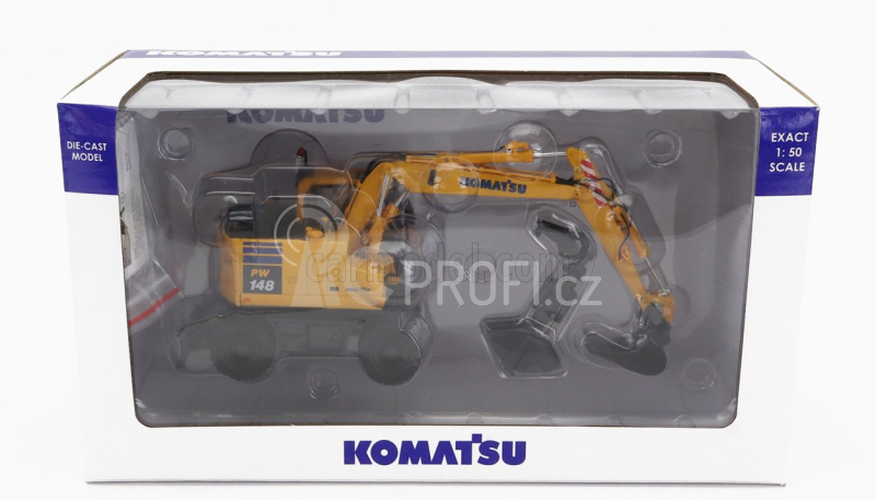 Universal hobbies Komatsu Pw148 Ruspa Gommata - Tractor Scraper 1:50 Žlutá Černá