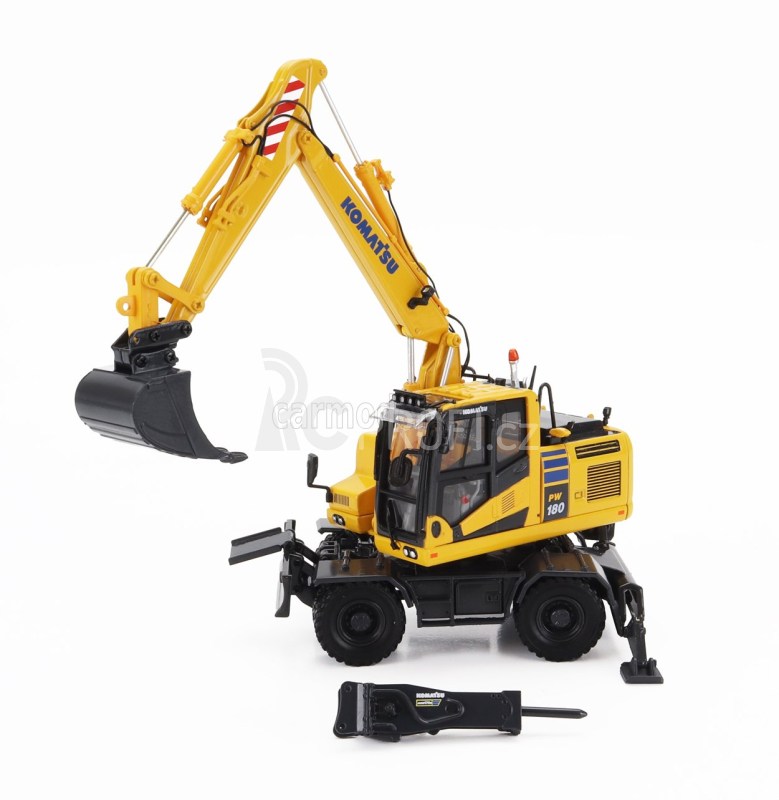 Universal hobbies Komatsu Pw180 Escavatore Gommato - Tractor Excavator 1:50 Žlutá Černá