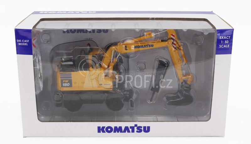 Universal hobbies Komatsu Pw180 Escavatore Gommato - Tractor Excavator 1:50 Žlutá Černá