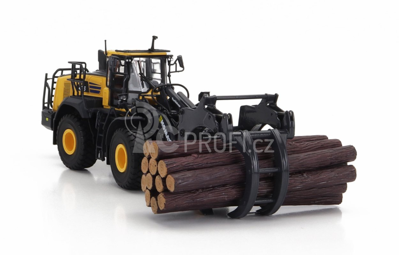 Universal hobbies Komatsu Wa475-10 Ruspa Gommata - Scraper Tractor With Wood Grapple 1:50 Žlutá Černá