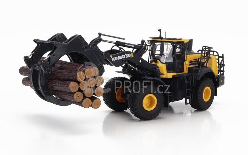 Universal hobbies Komatsu Wa475-10 Ruspa Gommata - Scraper Tractor With Wood Grapple 1:50 Žlutá Černá