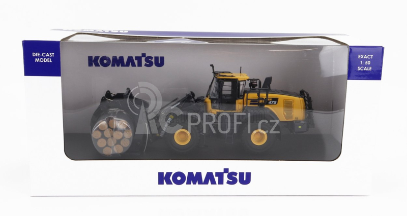 Universal hobbies Komatsu Wa475-10 Ruspa Gommata - Scraper Tractor With Wood Grapple 1:50 Žlutá Černá