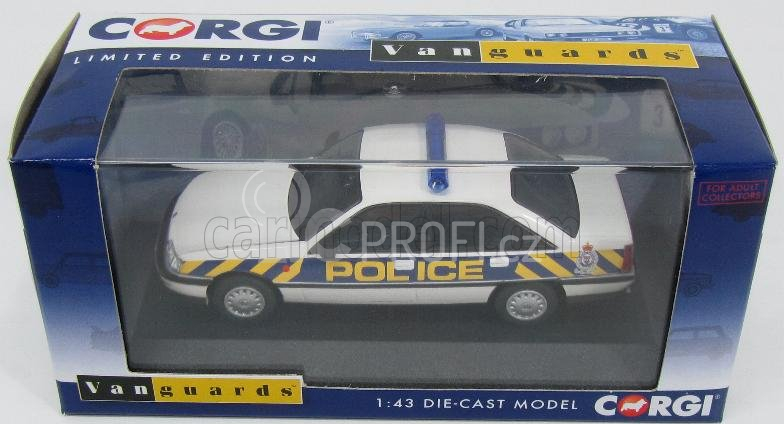 Vanguards Vauxhall Carlton 2.6li West Mercia Police 1989 1:43 Bílá Modrá Žlutá