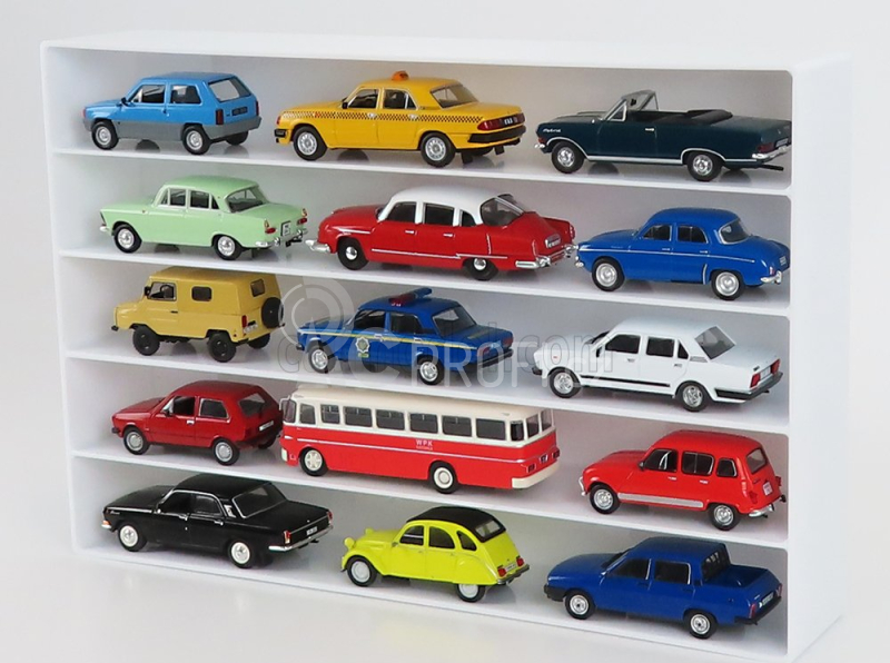 Vetrina display box Accessories Espositore Aperto - For Auto 1/43 1/64 - Cars Not Included - Lungh.lenght Cm 36.8 X Largh.width Cm 6.7 X Alt.height Cm 24.3 (altezza Utile Tra I Ripiani Cm 4.5 Inner Height Among Shelves) 1:43 Bílá