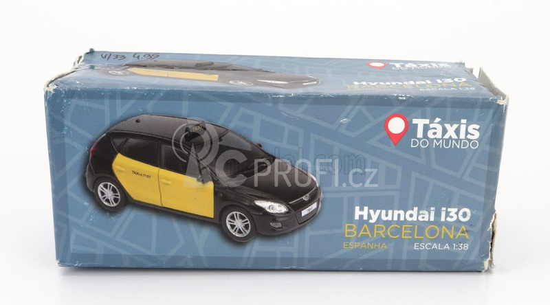 Welly Hyundai I30 Taxi Barcellona Spain 2007 - Damage Card Box 1:38 Černá Žlutá