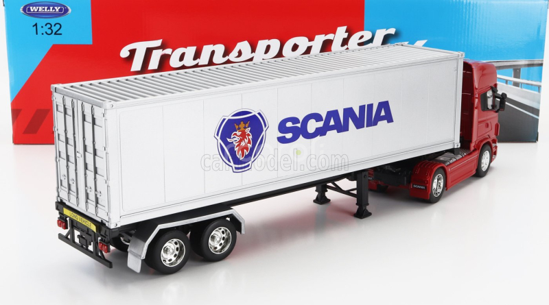 Welly Scania R730 V8 Truck Cassonato 2015 1:32 Červená Stříbrná