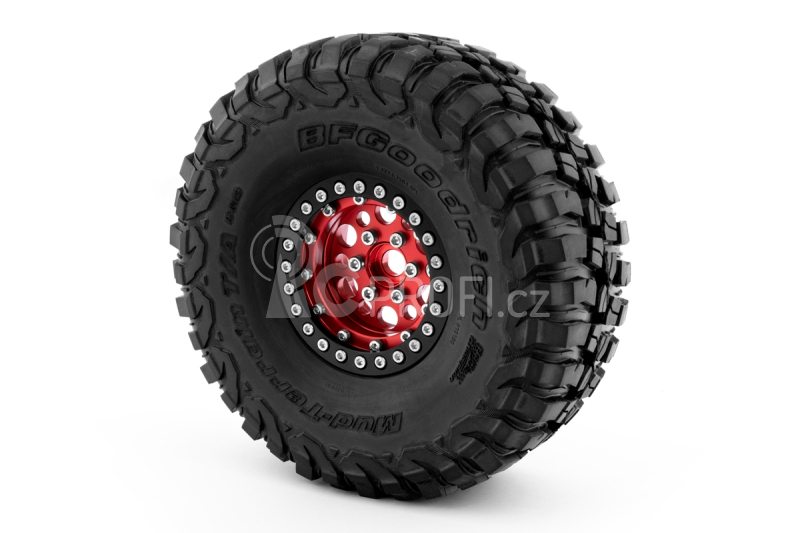 1.9'' Hliníkové beadlock disky pro 1/10 crawler/expedice červené - 2 ks