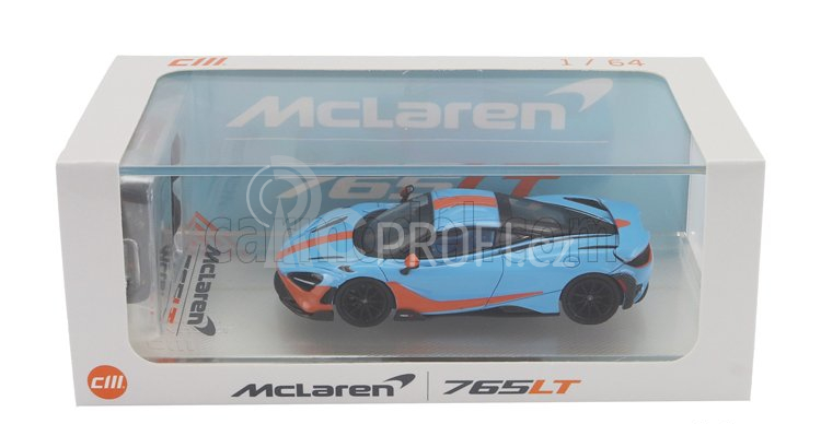 Cm-models Mclaren 765lt With Racing Set Wheels 2020 1:64 Světle Modrá Oranžová