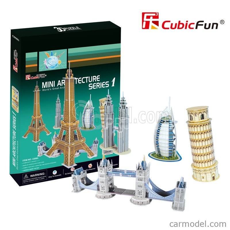 Cubicfun Puzzle Kit 3D In Foam Set pěti budov, 99 dílků