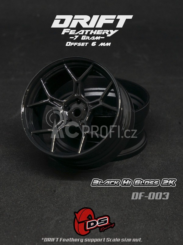 DS Racing Drift Feathery 5Y Spoke disky ( Black Hi Gloss 2K) 2 ks