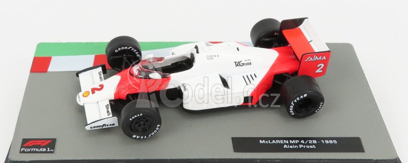 Edicola Mclaren F1  Mp4/2b N 2 Alain Prost Season 1985 World Champion 1:43 Bílá Červená