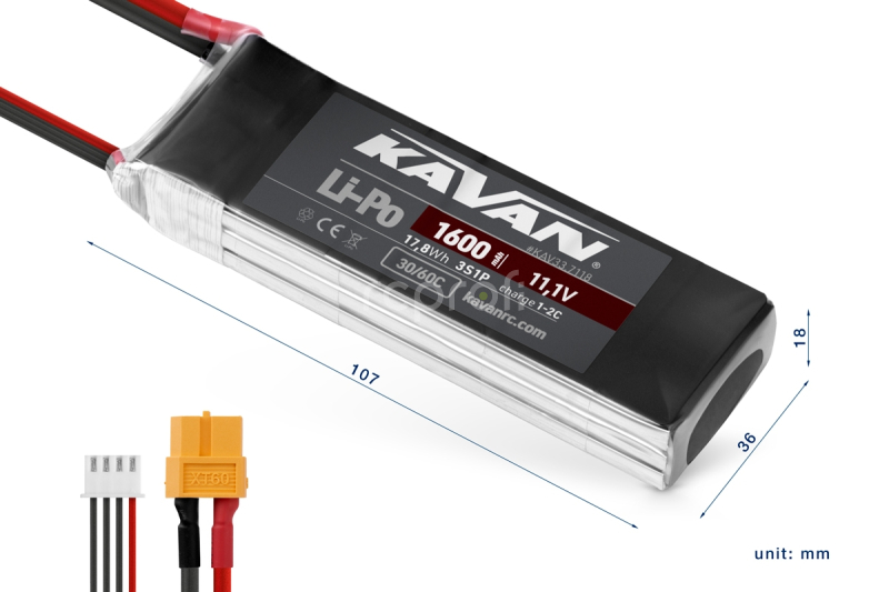 KAVAN Li-Po 1600mAh/11,1V 30/60C Air pack