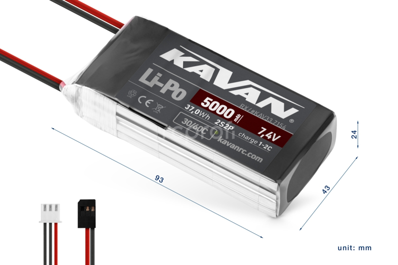 KAVAN Li-Po 5000mAh/7,4V 30/60C RX