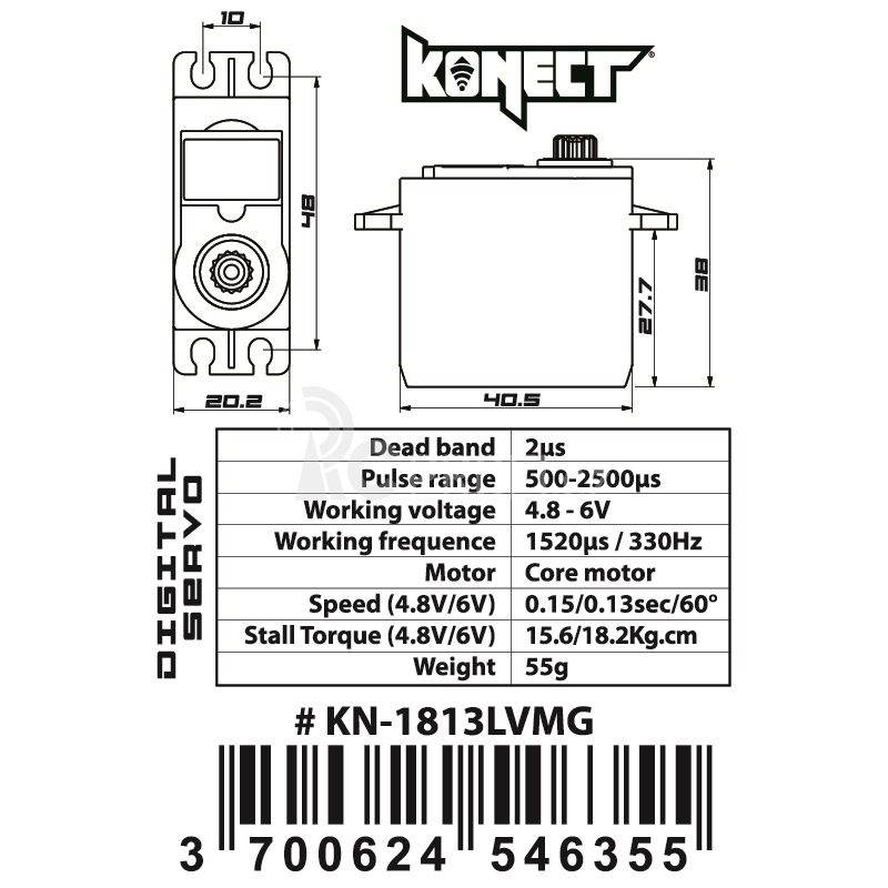 KONECT 18 kg Digital servo (18kg-0,13s/60°)