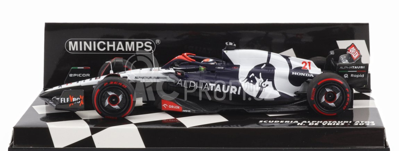 Minichamps Alpha tauri F1  At04 Team Alpha Tauri N 21 Season 2023 Nyck De Vries 1:43 Modrá Bílá