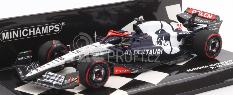 Minichamps Alpha tauri F1  At04 Team Alpha Tauri N 21 Season 2023 Nyck De Vries 1:43 Modrá Bílá