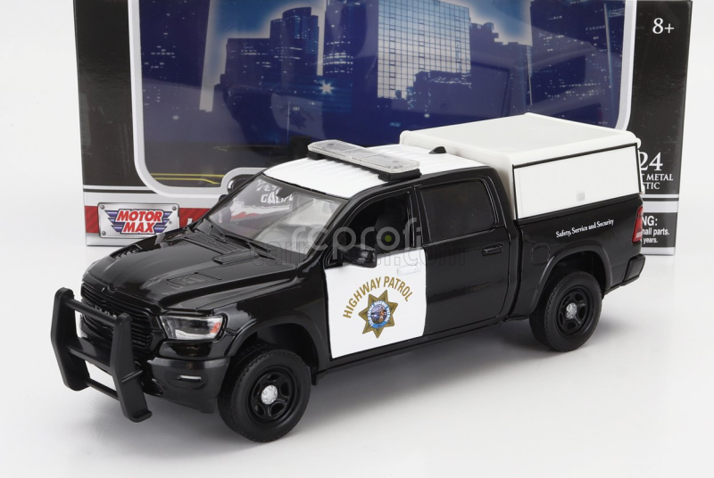 Motor-max Dodge Ram 1500 Pick-up Laramine Crew Cab California Highway Patrol Police 2019 1:27 Černá Bílá