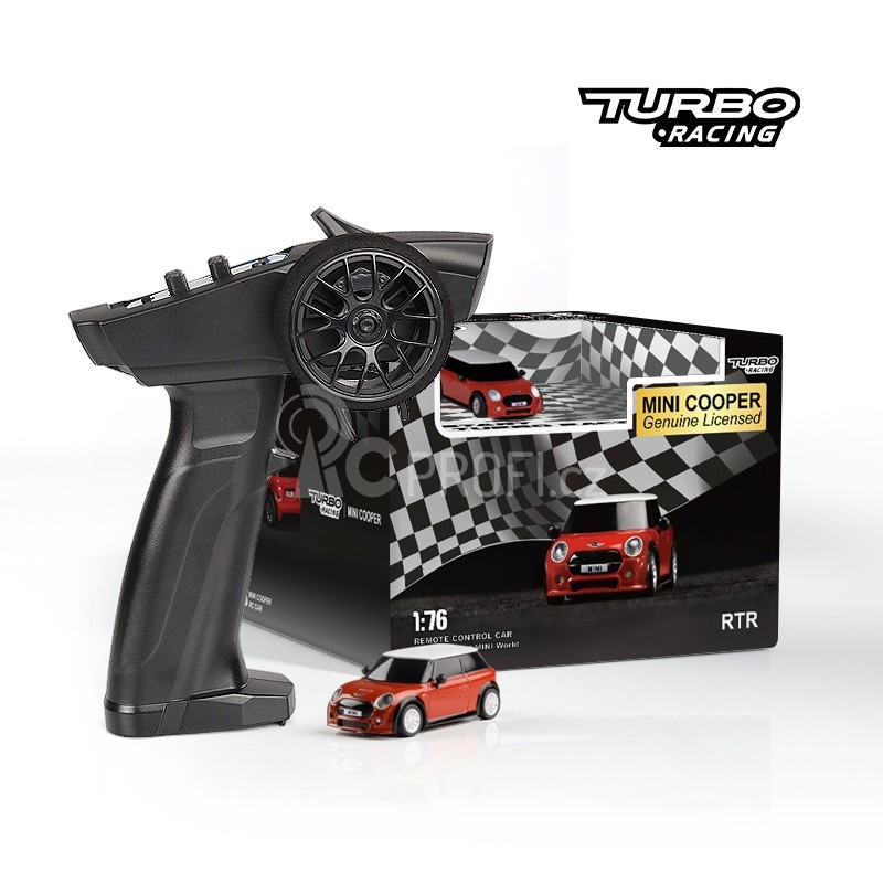 RC auto 1/76 On-Road RTR (Licencovaná karoserie mini Cooper), červená