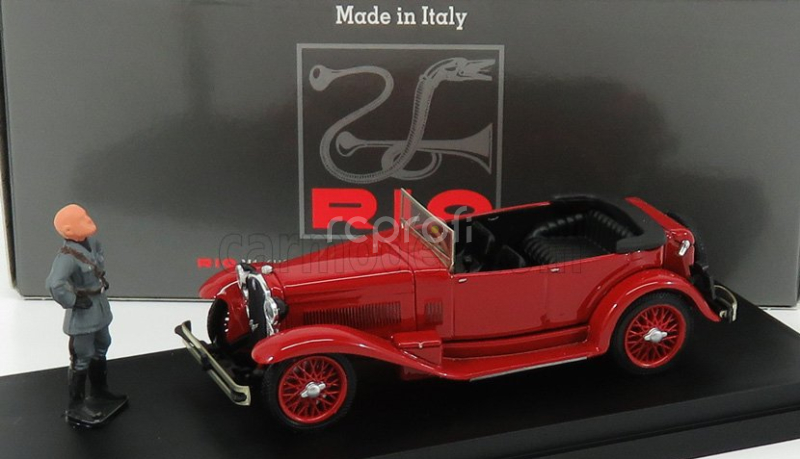 Rio-models Alfa romeo 1750 Torpedo Cabriolet Open With Mussolini Figure And Letter 1926 1:43 Red