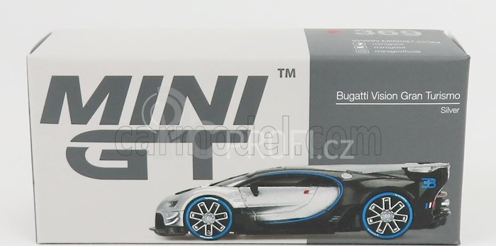 Truescale Bugatti Vision Gran Turismo N 16 Concept 2018 1:64 Stříbrná Černá