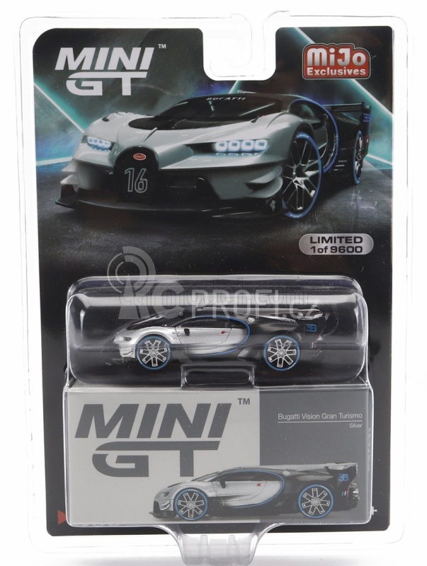 Truescale Bugatti Vision Gran Turismo N 16 Concept 2018 1:64 Stříbrná Černá