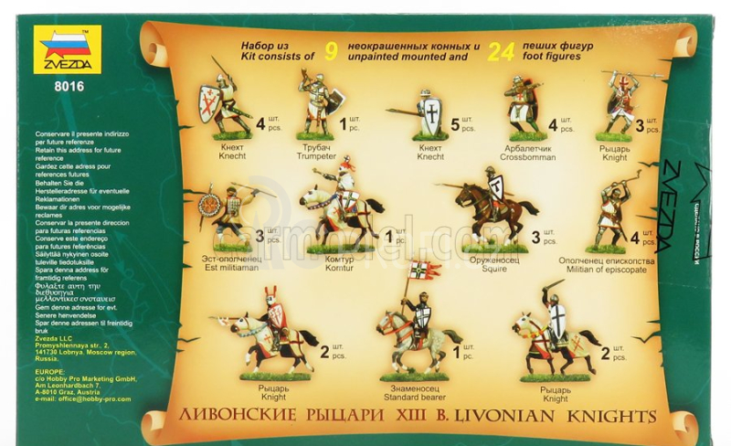 Zvezda Figures Battle War - Livonian Knights Xiii A.d. 1:72 Military