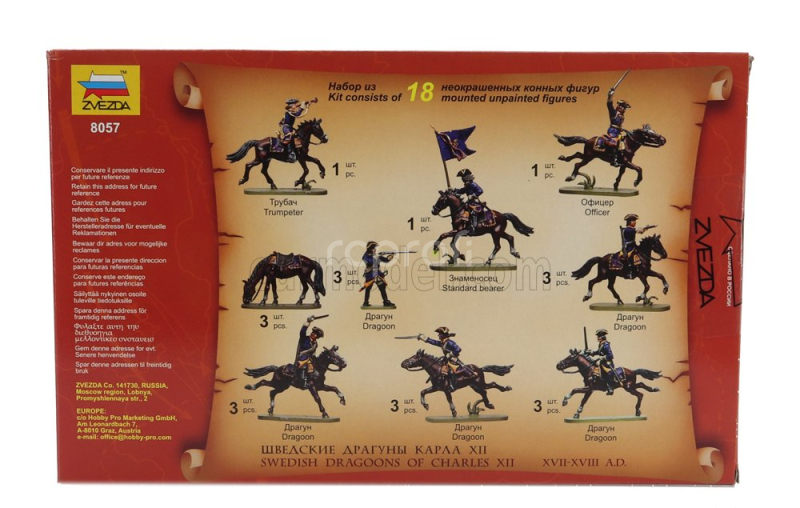 Zvezda Figures Swedish Dragoons Of Charles Xii 1:72 /